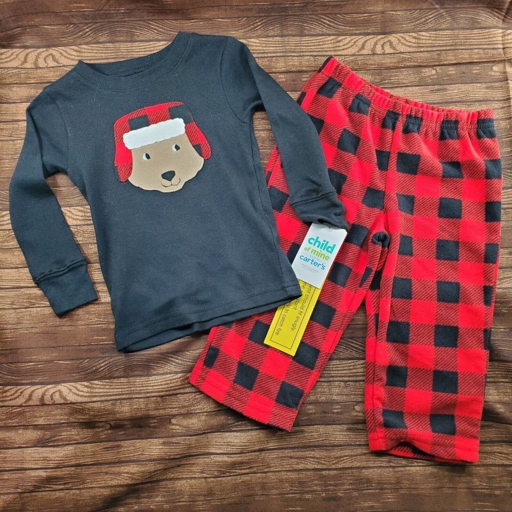 Two Piece Longsleeve Pajamas 18 Months Black Red Dog Holiday Winter Carters